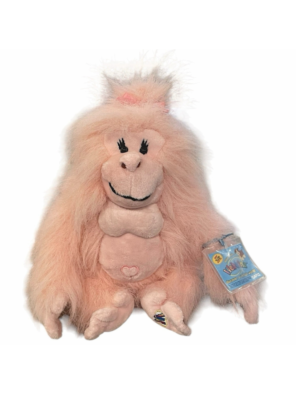 Ganz Webkinz Glamorous Gorilla Plush HM477 Unused Code Pink Stuffed Animal